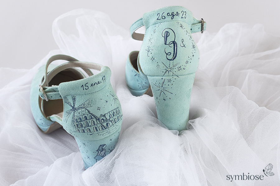 Zapatos pintados a mano- zapatos de novia- proceso creativo- symbiose